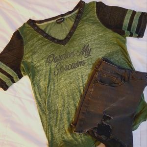 Olive Green Jersey Style Torrid 00 Graphic Tee